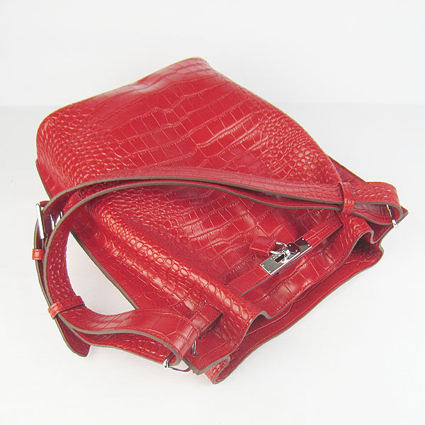 Replica Hermes Jypsiere 34 Togo Crocodile Leather Messenger Bag Red H2804 - 1:1 Copy
